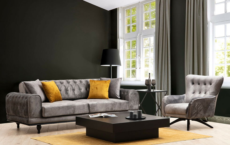 Třísedačka Alfredo (Antracit)