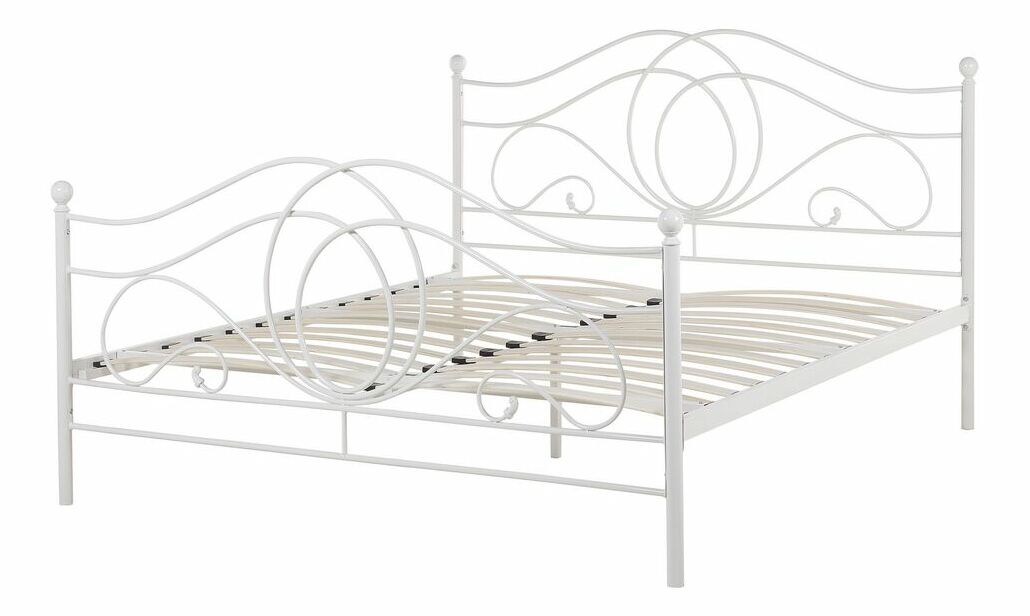 Manželská postel 140 cm Lyrza (bílá)