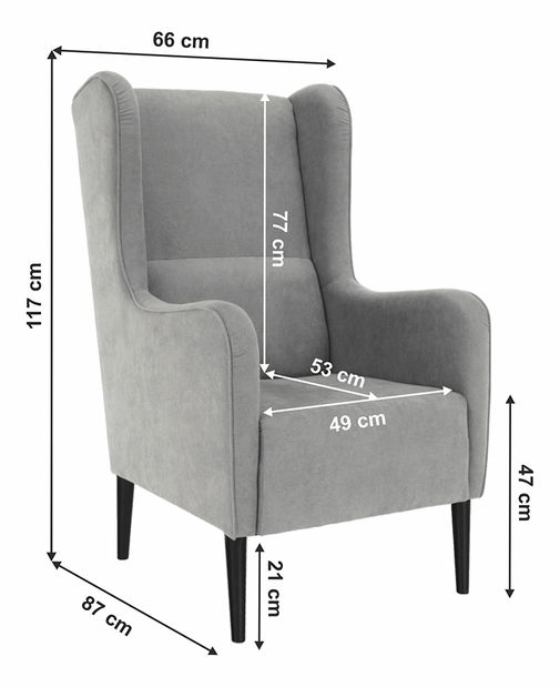 Křeslo ušák Brius (šedá)