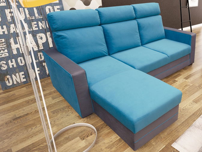Rohová sedací souprava Malva (modrá + šedá) (L)
