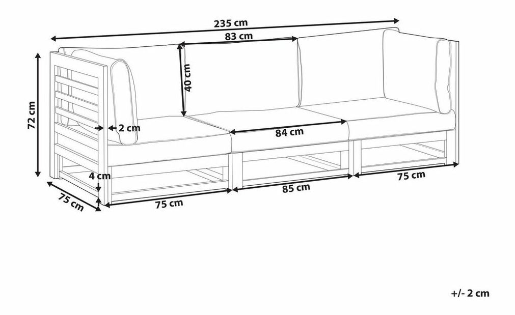  Zahradní pohovka Tadashi (světlé akáciové dřevo)