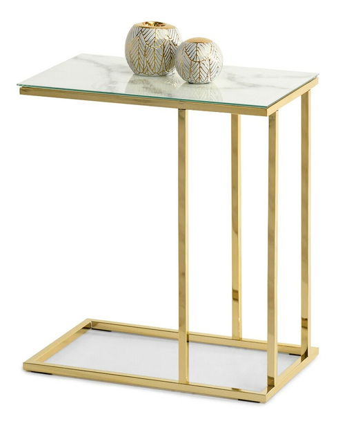 Konferenční stolek Vasho (bílá + zlatá)