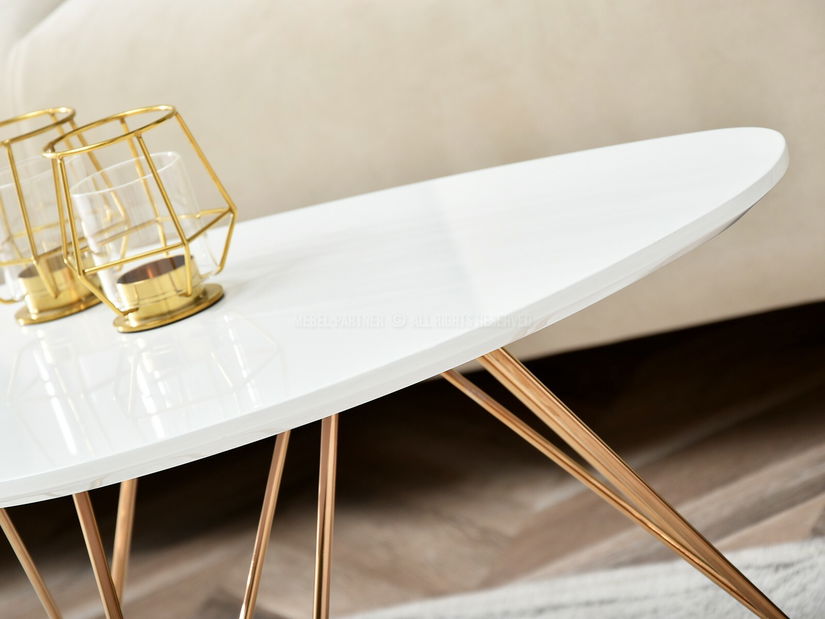 Konferenční stolek Rave S (bílá + měděná)