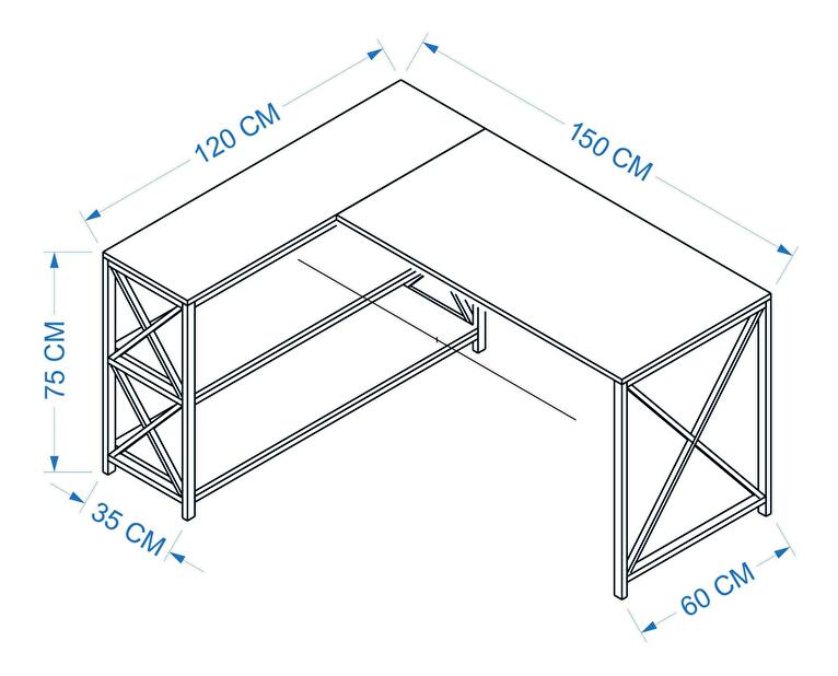 Rohový PC stolek Flix (hnědá + černá)