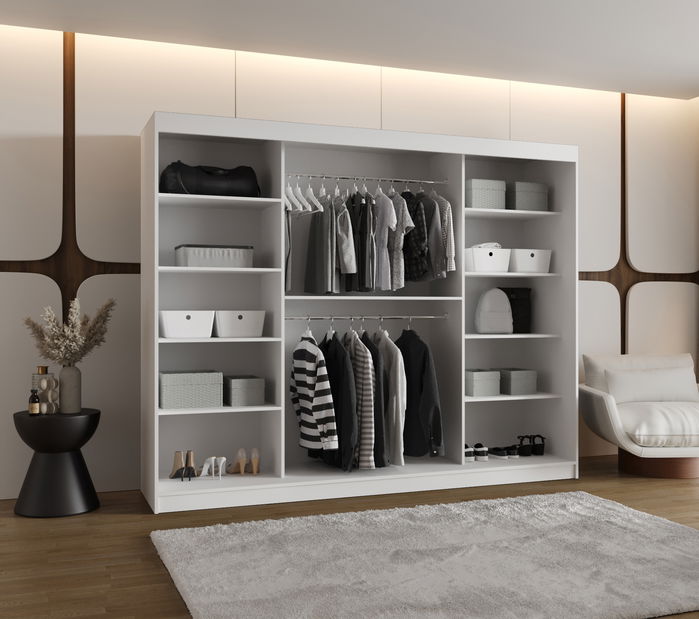 Šatní skříň 250 cm Ulta (bílá)