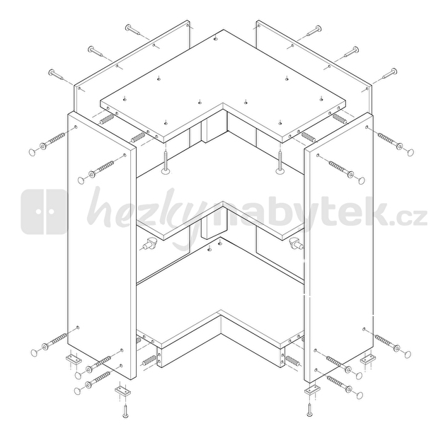 Spodní kuchyňská skříňka, rohová Lenka New DN-88*88