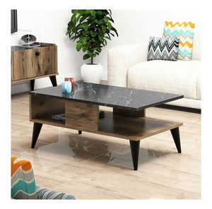 Konferenční stolek Lydie (ořech + mramor)