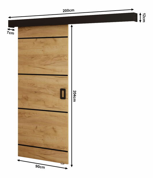 Posuvné dveře 90 cm Bethany IV (craft zlatý + černá matná)