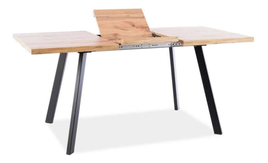 Rozkládací jídelní stůl 118-160 cm Belva (dub wotan + černá) (pro 4 až 6 osob)