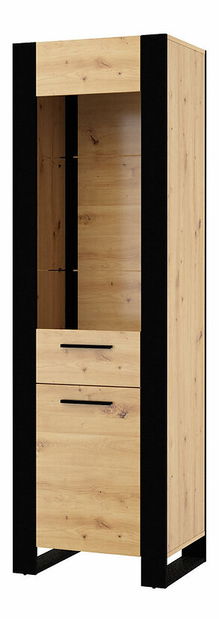 Vitrína Nulakka E (dub artisan + matná černá)