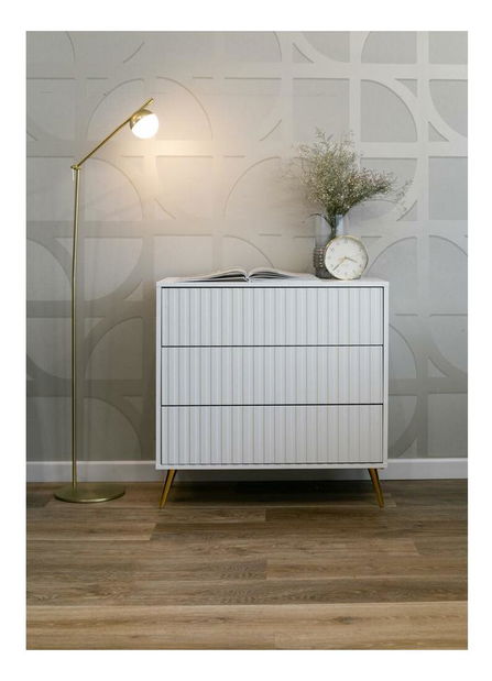 Komoda Biel B6 (bílá + zlatá)