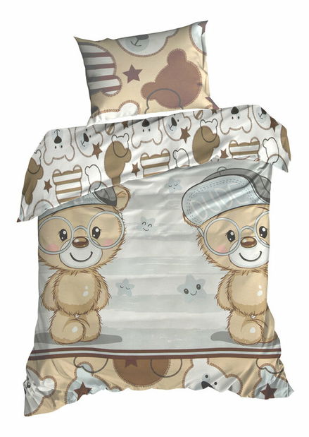 Ložní prádlo 100x135 cm Kido 12 (komplet s povlakem na polštář 40x50 cm) (bílé)