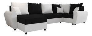 Rohová sedačka ve tvaru U Fleur Long (bílá + černá) (P)