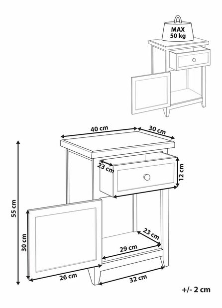 Noční stolek Layza (bílá)