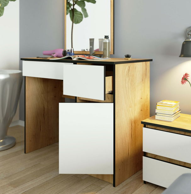 Toaletní stolek Pritha (dub craft + bílá)