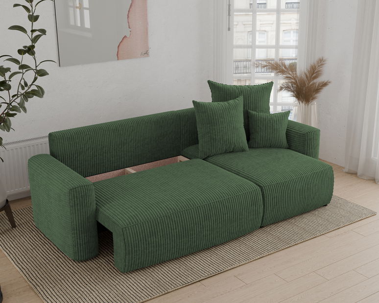 Rohová sedačka Denia (P) (tmavě zelená)