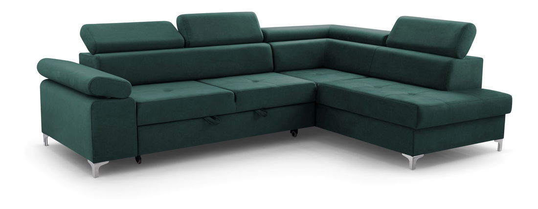 Rohová sedací souprava Madeira (tmavě zelená) (P)