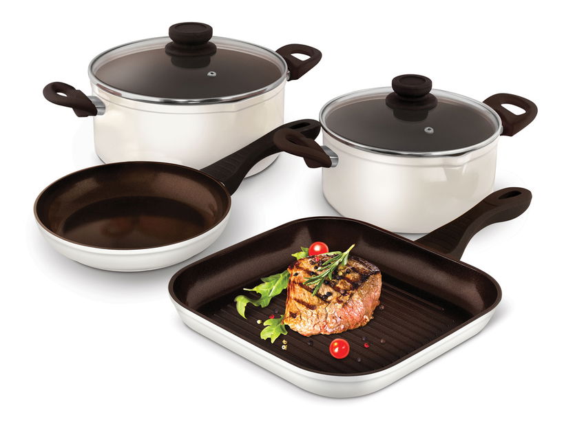 Sada nádobí Lamart (bílá/hnědá) (6ks)