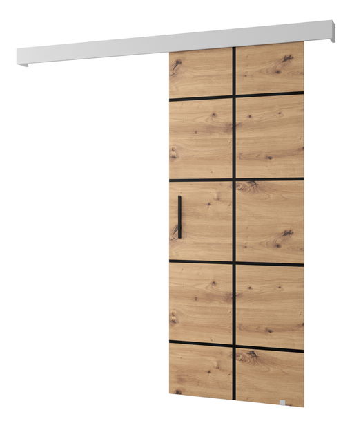 Posuvné dveře 90 cm Sharlene III (dub artisan + bílá matná + černá)