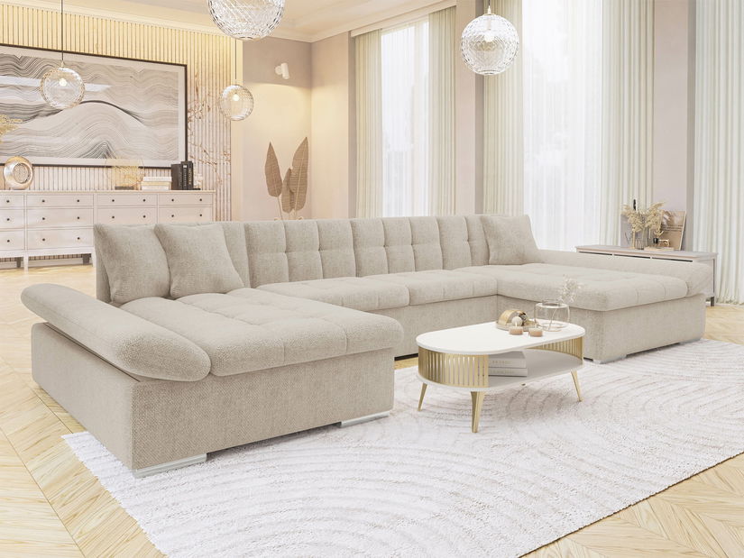 Rohová sedací souprava Agnara (světlobéžová)