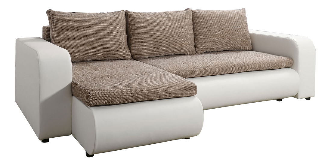 Rozkládací sedací souprava Bistran (bílá + hnědá) (L) 