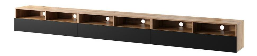 TV skříňka/stolek Redcan 300 (s osvětlením) (černá + dub wotan)
