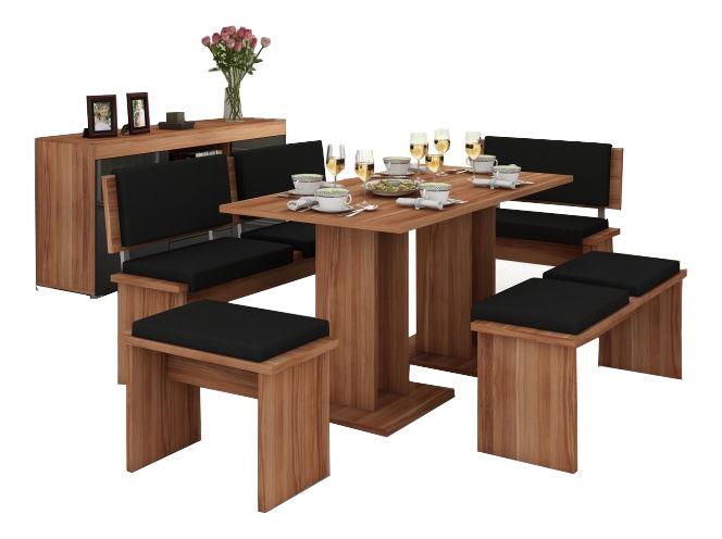 Jídelní set Benito velký (švestka + černá) (pro 6 osob)