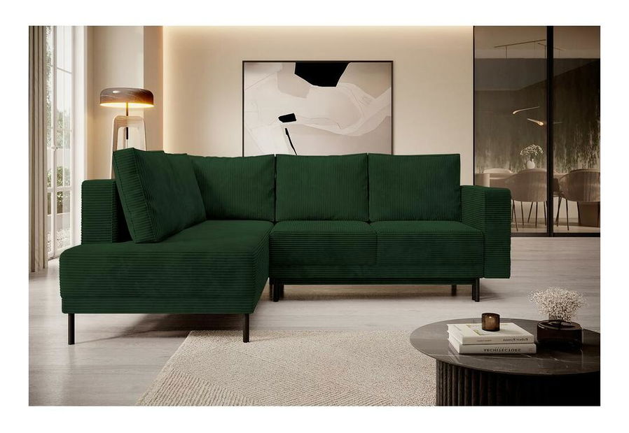 Rohová sedací souprava Rodriguez (L) (tmavě zelená + černá)
