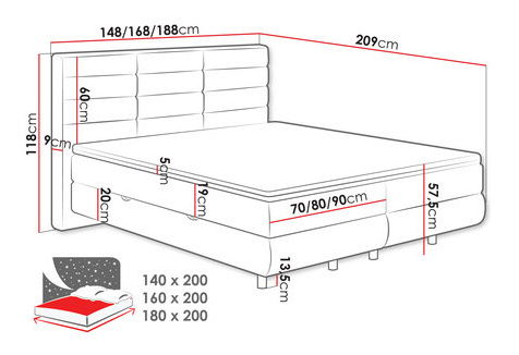 Manželská postel 160cm Cereales (tmavě šedá)