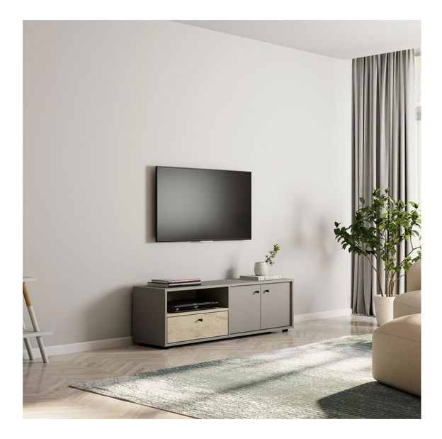 TV stolek/skříňka Parrey (šedý travertin)