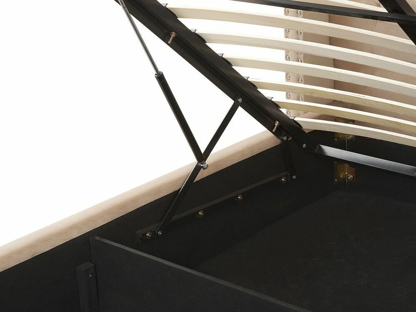 Manželská postel 160 cm LUBECK (polyester) (béžová) (s roštem)