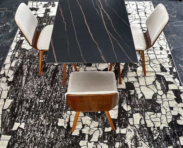 Rozkládací jídelní stůl 160-200 cm Riavey (černá + cappuccino) (pro 6 8 osob)