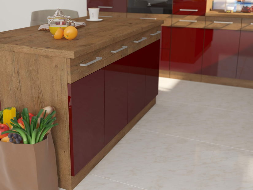 Dolní kuchyňská skříňka Virion 60 DK 210 2F (dub lancelot + bordó)