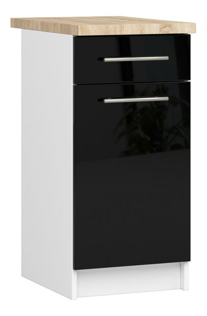 Dolní kuchyňská skříňka Ozara SZ40 SZ1 (bílá + černý lesk)