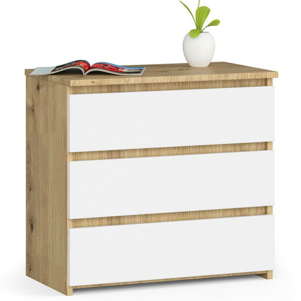 Komoda Cleania CL3 (dub artisan + bílá)