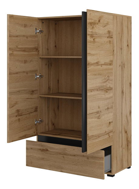 Policová skříň Crossroad S38 (dub wotan + černá)