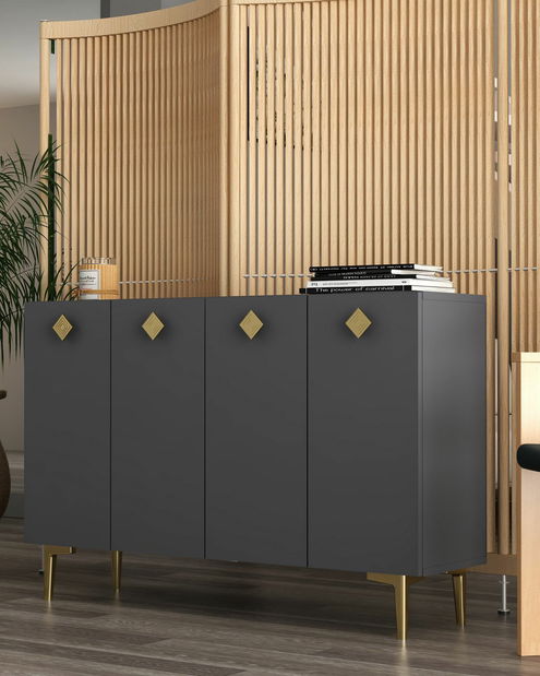 Skříňka Efia (bílá + stříbrná)