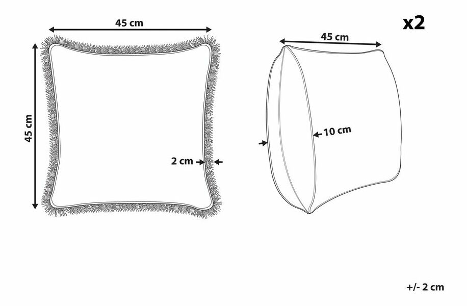 Sada 2 ozdobných polštářů 45 x 45 cm Satin (bílá)