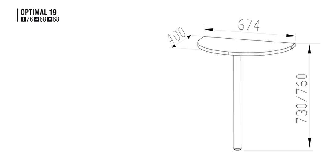 Rohová spojka stolu Optimal 19