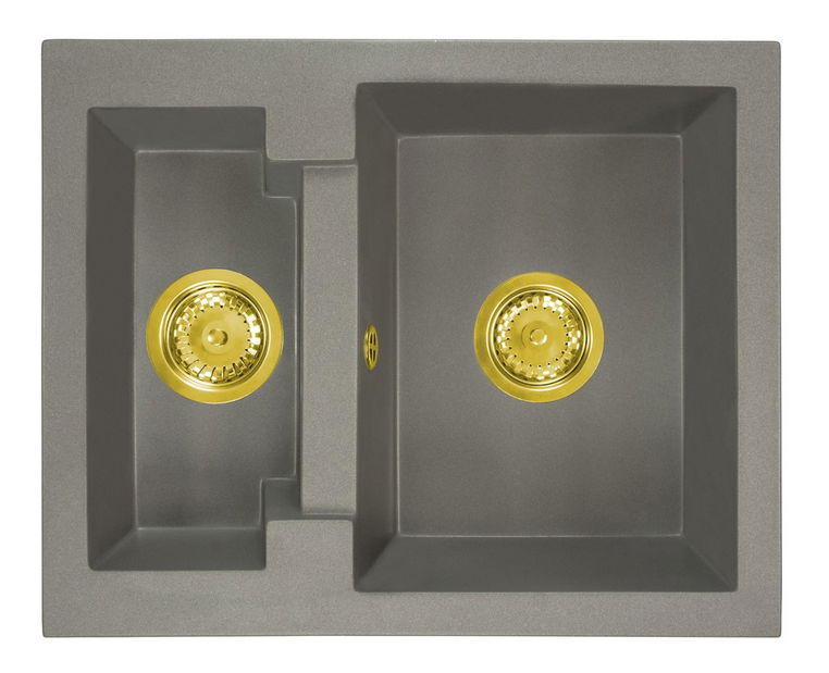 Kuchyňský dřez Yagma (šedá) (se 2 otvory pro baterii) (P)