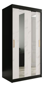 Šatní skříň 100 cm Marbelo P (matná černá + bílý mramor)