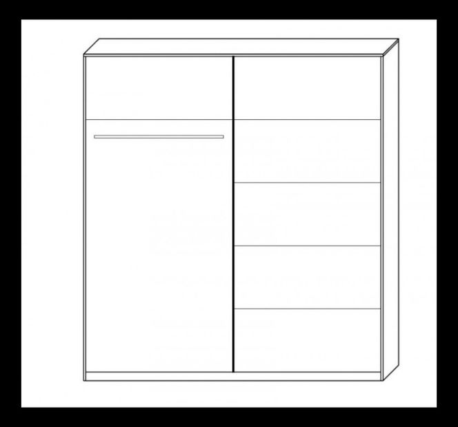 Šatní skříň Avain 200 (dub + černá)