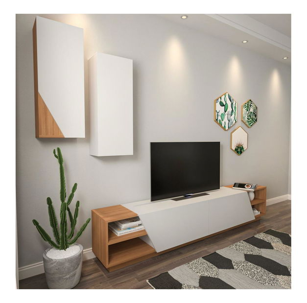 Obývací stěna Ziva 2 (bílá + teak)