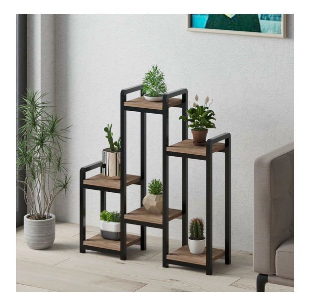 Dekorativní stojan na květináče Vopamo 2 (borovice atlantická + černá)