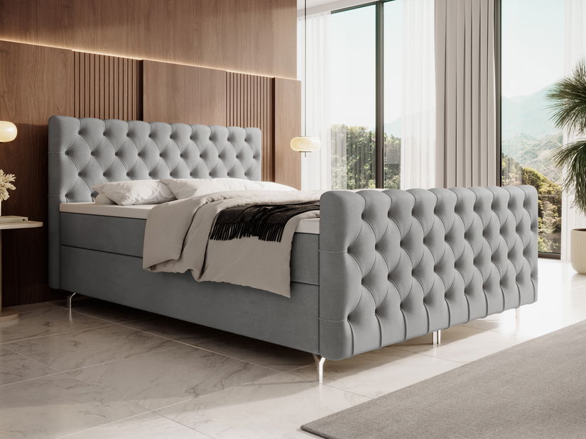 Manželská postel 180 cm Clinton Bonell (šedá) (s roštem, s úl. prostorem)