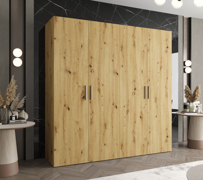 Šatní skříň 200 cm Borry 1 (dub artisan + stříbrná)