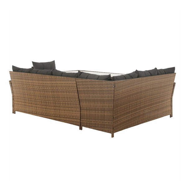 Zahradní set Senala (hnědošedá + světle hnědá) (pro 8 osob)