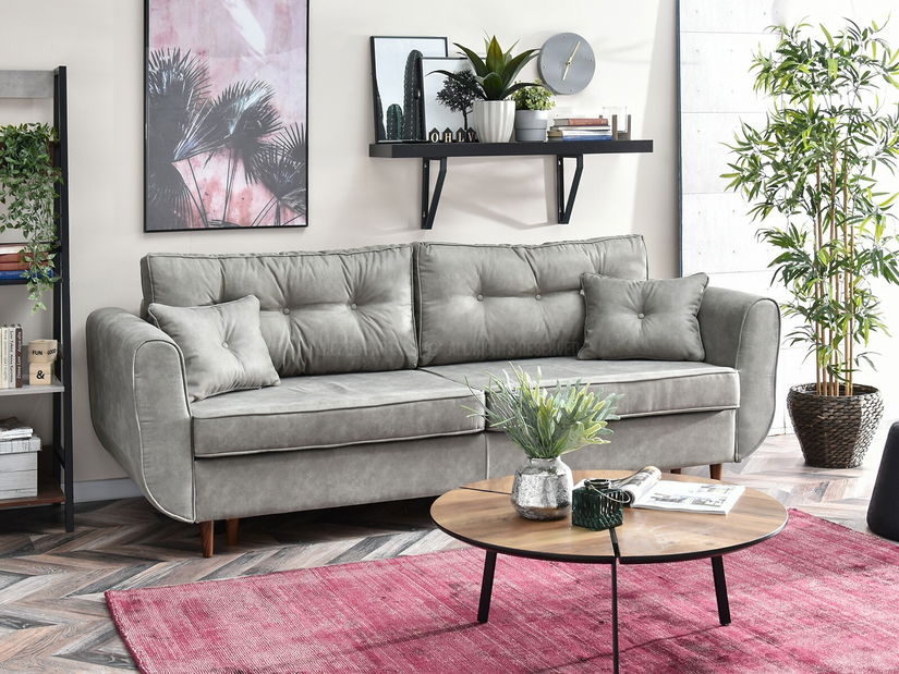 Pohovka dvousedačka Bacteria (šedá + ořech)