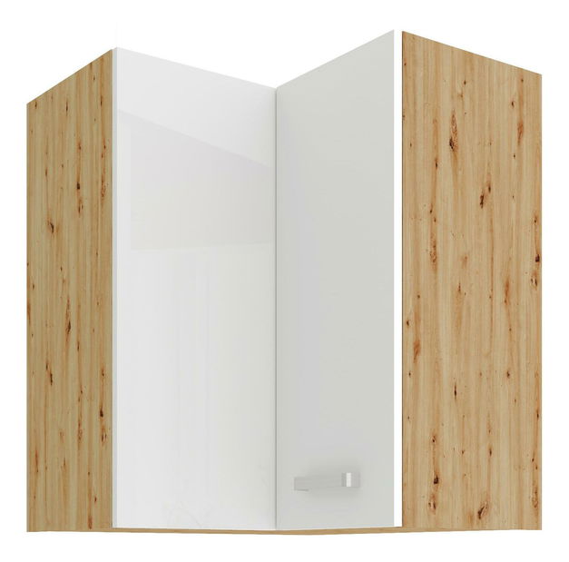 Horní rohová kuchyňská skříňka Arryn 60x60 GN-72 2F (90°) (korpus: dub artisan / fronta: lesk bílý)