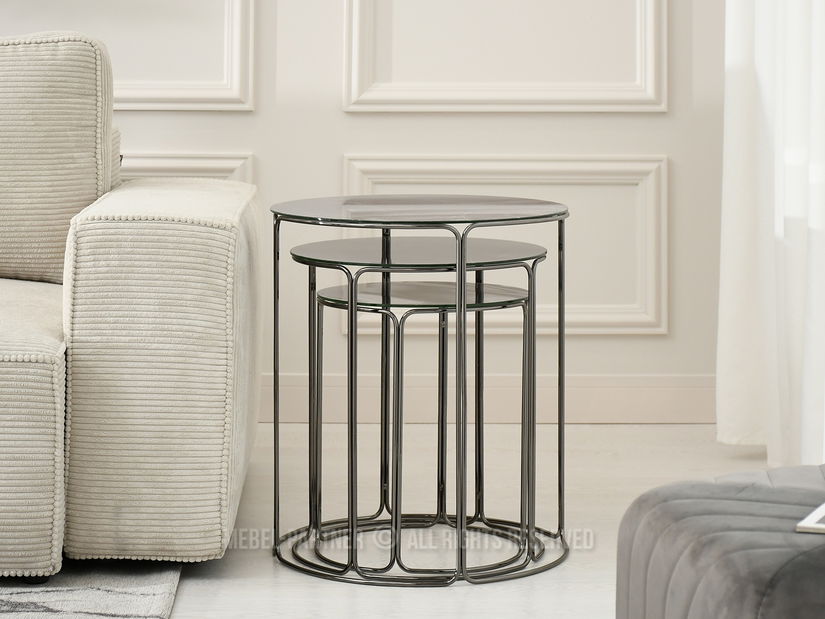 Konferenční stolek Belianni Zest (šedý mramor + nikl)